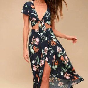 COPY - Lulus | Navy Blue Floral Print Two-Piece Maxi Dress | M